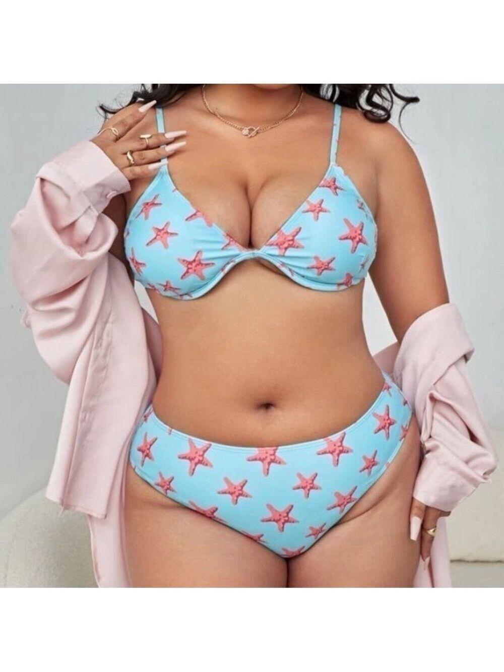 Plus Size Starfish Print Push Up Bikini Swimsuit 4X NWT